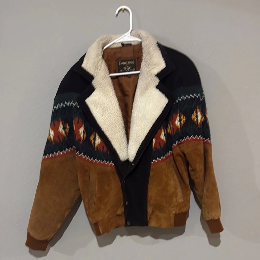 Vintage lawless Aztec southwestern Multicolor Jacket with Shearling Collar S - Picture 2 of 15